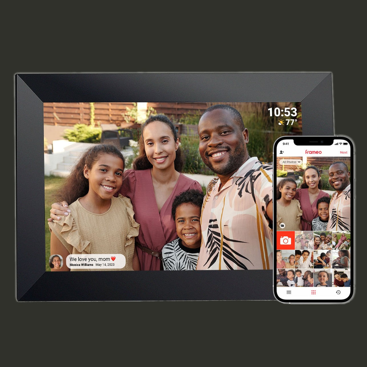 10" Digital Photo Frame 1280 x 800 with Wi-Fi & Frameo Software